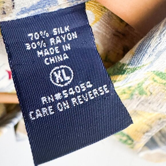 Vintage Bugle Boy Silk Blend Tropical Hawaiian Print Button Down Shirt XL - Picture 6 of 10